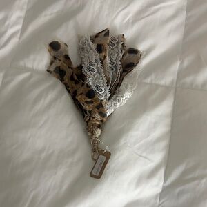 Leopard Print Keychain with Lace Accent